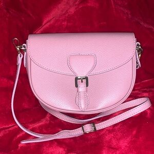 Elegant Pink Leather Crossbody Bag